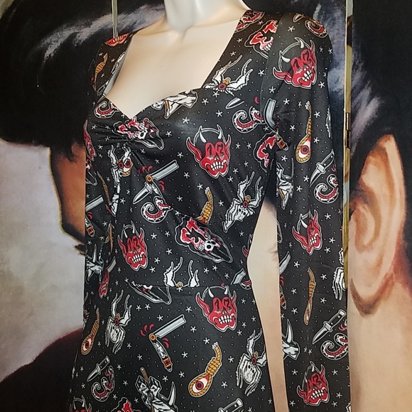 Sourpuss Friday 13th Horror Dress Devil Spider - Picture 4 of 8